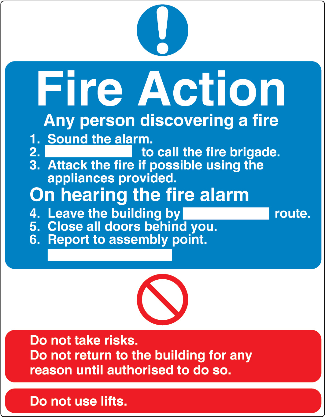 Fire Action Safety Signs