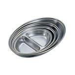 Stainless Steel 2 Division Oval Vegetable Dish 10" Width 17.8cm - Genware