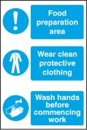 Food Prep Area/Wear PPE/ Wash Hands Before Work. 300x200mm. S/A