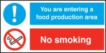 Food Production Area/ No Smoking. 150x300mm