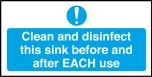 Clean & Disinfect this sink before & after each use. 100x200mm