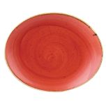 Churchill Stonecast Oval Coupe Plate Berry Red 192mm - DB072 - pk 12