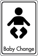Baby change symbol with text. Black on white. F/M