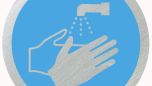 Wash hands symbol 75mm disc silver finish