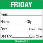 Friday item/date/use by 50x50mm food labels. 500 per roll