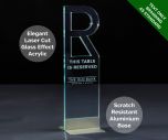 Emerald Table Reserved Sign - Laser Etched Green Tint Glass Effect Acrylic