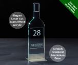 Emerald Wine Bottle Table Number - Laser Etched Green Tint Glass Effect Acrylic