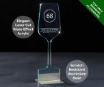 Emerald Wine Glass Table Number - Laser Etched Green Tint Glass Effect Acrylic
