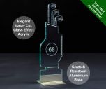Emerald Golf Bag Table Number - Laser Etched Green Tint Glass Effect Acrylic