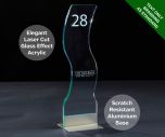 Emerald The Wave Table Number - Laser Etched Green Tint Glass Effect Acrylic