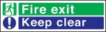 Fire exit keep clear. 2 colour. 150x450. F/P
