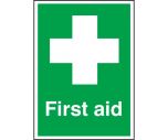 First Aid Text & Symbol Sign 150x100mm Self Adhesive