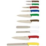 10 Piece Colour Coded Knife Set + Knife Case - Genware