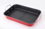 Non-Stick Roasting Tray With Rack 37x28cm - Red