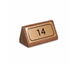 Solid wooden table number with gold plate