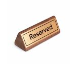 Rustic Wooden Reserved Table Notice - With Brushed Gold Aluminium Plate