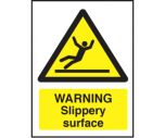 Warning slippery surface safety sign 150x200mm self-adhesive