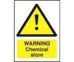 Warning chemical store safety sign 150x200mm self-adhesive
