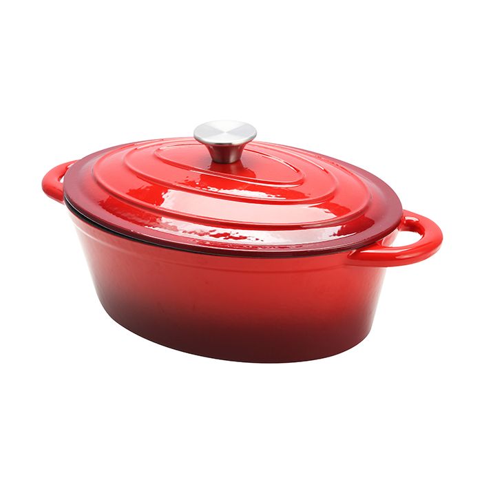 Cast Iron Küchenprofi Stewing Pot Oval 31 x 24.5 x 11.5 cm red 