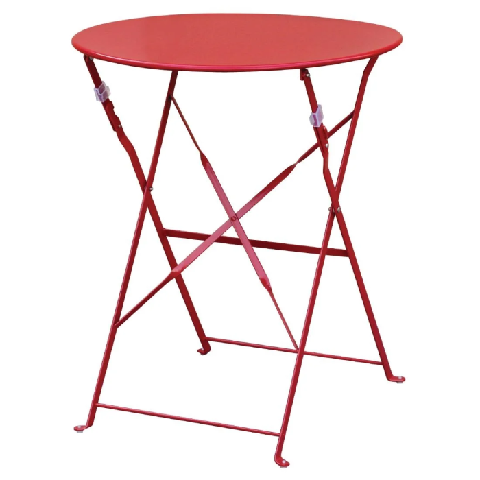 Bolero Red Pavement Style Steel Table 595mm Free Uk Delivery