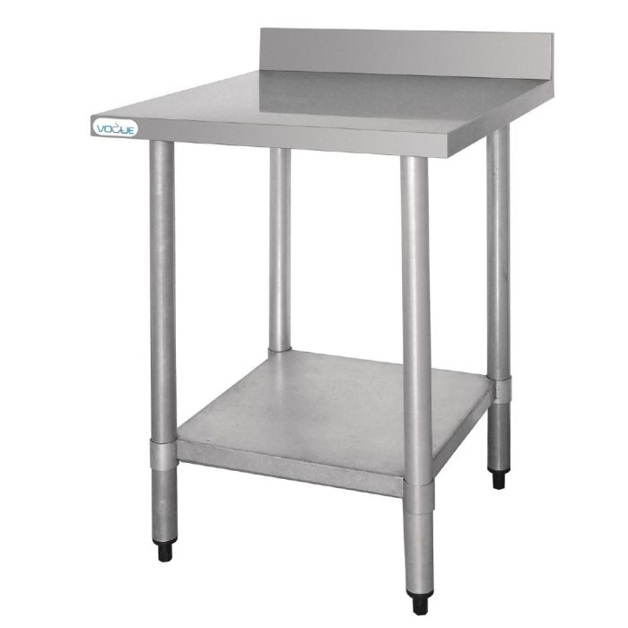 Vogue Stainless Steel Prep Table With Upstand T380 900 H X 900 W X 600 D Mm