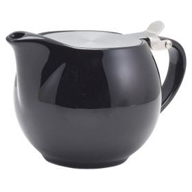GenWare Porcelain Black Teapot with St/St Lid & Infuser 50cl/17.6oz
