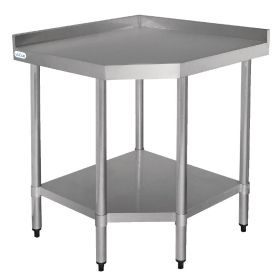 Vogue Stainless Steel Corner Table 600mm - CB907 - Size: 800(W) x 600(D) x 960(H)mm