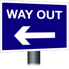 Way Out Sign - Left Arrow 300x400mm Wall Mounted