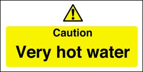 Caution very hot water. 100x200mm. S/A