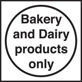 Bakery and Dairy products only. 100x100mm. Self Adhesive Vinyl