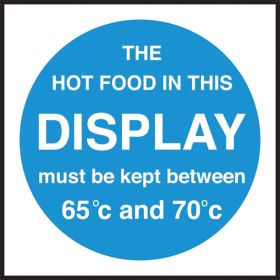 Hot food display temprature. 100x100mm. Self Adhesive Vinyl
