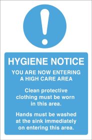 Hygiene Notice. Protective clothing/wash hands. 300x200mm. S/A