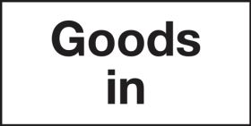 "Goods In" catering door sign. 100x200mm. S/A
