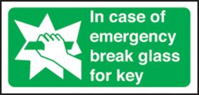 In case of emergency break glass for key. 100x200mm F/P