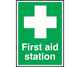 First Aid Station Sign 150x100mm Self Adhesive