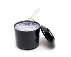 Round Plastic Ice Bucket Black