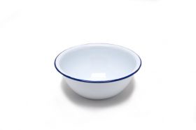Enamel Round Bowl Blue & White 15.8cm