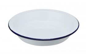 Enamel Deep Round Plate 20cm / 8" - Blue & White