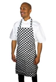 Chef's / Waiter's Bib Apron Black & White Check Large