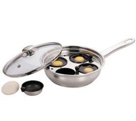 Stainless Steel Egg Poacher Pan With Glass Lid - 22cm