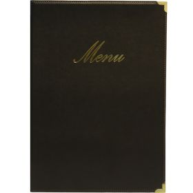 Classic A5 Menu Holder Black 4 Pages - Genware