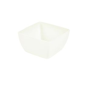White Melamine Curved Square Bowl 15cm - Genware