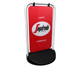 Swinger 2 Panel Pavement Display Sign with Graphics. 430x750mm. (White or Black)
