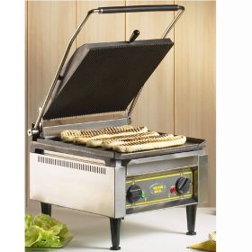 Roller Grill PANINI XLE L Extra Large Single - Ribbed Top & Flat Base Plates Contact Grill
