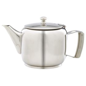 Polished Stainless Steel Premier 5 or 6 Cup Teapot 120cl/40oz - Genware PRMT40