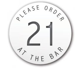 Table Number Discs White for Restaurant / Cafe / Pub - Please Order At The Bar - Singles