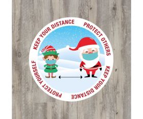 Christmas "Keep Your Distance" Floor Graphic Sticker 40cm