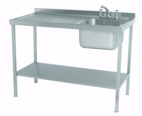 Parry Single Bowl Left Hand Drainer Sink - Stainless Steel L1200 x W600 x W900 - SINK1260LFP