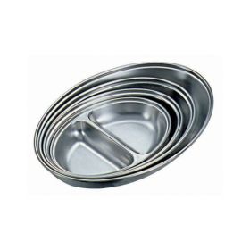 Stainless Steel 2 Division Oval Vegetable Dish 8" - Genware