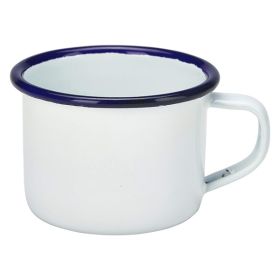 Enamel Mug White With Blue Rim 12cl/4.2oz - Genware